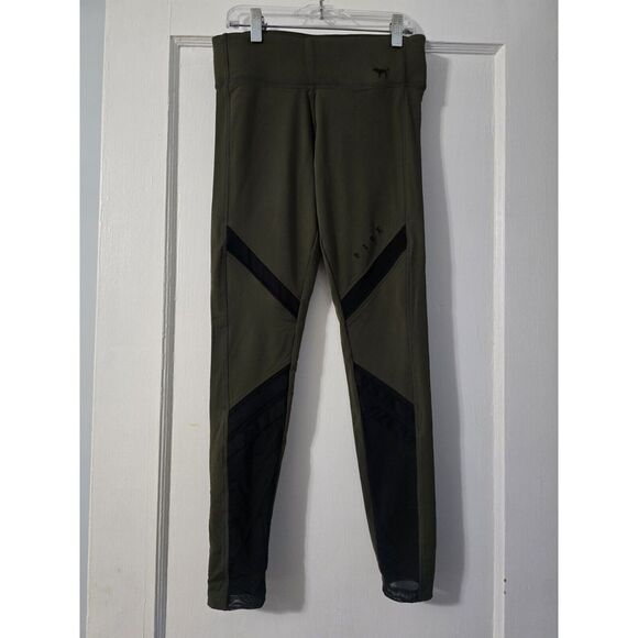 Victoria's Secret Pants - PINK Victoria's Secret Ultimate Yoga Leggings Hunter Green & Black Mesh Small